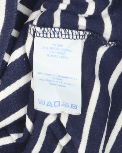 Boden Womens Blue White Striped Long Sleeve Boat Neck Cotton Top Size 16