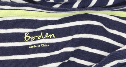 Boden Womens Blue White Striped Long Sleeve Boat Neck Cotton Top Size 16