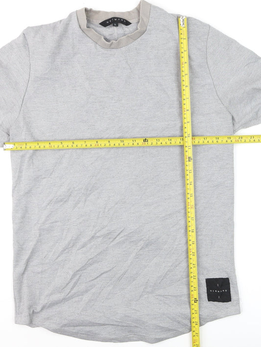 Hermano Men's Grey Short Sleeve Crew Neck T-Shirt Size L