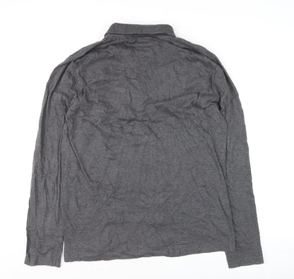 Lambretta Men’s Grey Long Sleeve Polo Shirt XL Cotton Blend