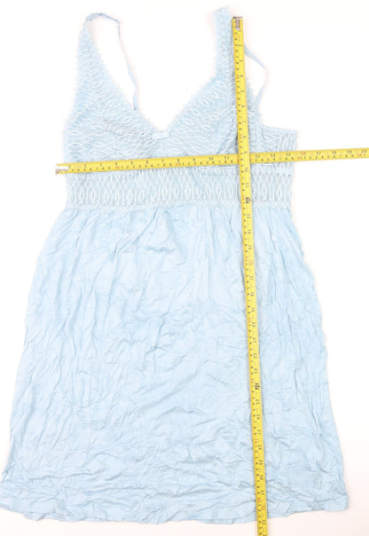 Women’secret Blue Cotton Lace Cami Chemise M Nightwear