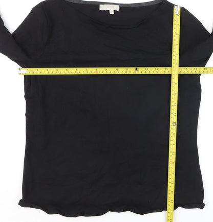 Hobbs Women’s Black Cotton Stretch Tunic Blouse M 3/4 Bell Sleeve