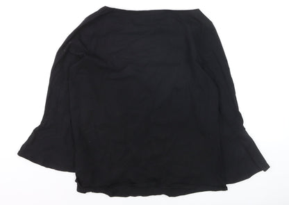 Hobbs Women’s Black Cotton Stretch Tunic Blouse M 3/4 Bell Sleeve