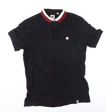 Pretty Green Men's Black Slim Fit Polo Shirt Size M Cotton