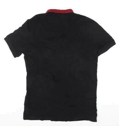 Pretty Green Men's Black Slim Fit Polo Shirt Size M Cotton