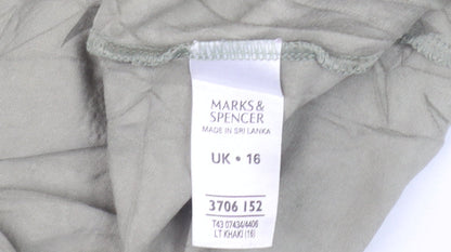 Marks and Spencer Women’s Green Floral Cotton Blend T-Shirt UK 16