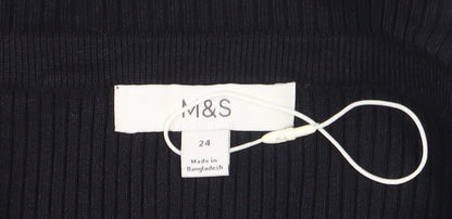 Marks and Spencer Womens Black Stretch Jersey Pencil Skirt Size 24