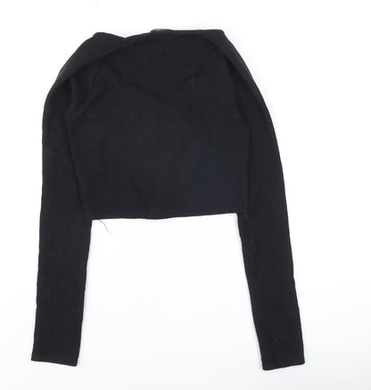 I Saw It First Women's Black Cropped Lace-Up Long Sleeve Top Size 10