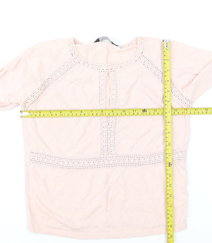 Dorothy Perkins Women’s Pink Crochet Long Sleeve Pullover Jumper Size 12