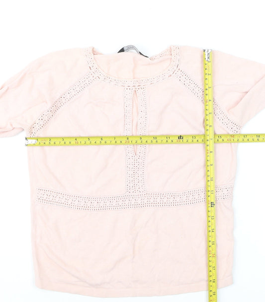 Dorothy Perkins Women’s Pink Crochet Long Sleeve Pullover Jumper Size 12