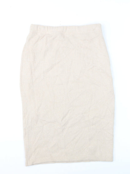 Raggio di Luna Women Beige Wool Angora Knit Pencil Skirt M