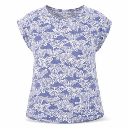 New Look Women Blue Floral Print Basic T-Shirt Size 12