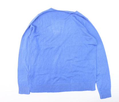 Marks and Spencer Women’s Blue Cotton Cashmere Crew Neck Jumper Size 10