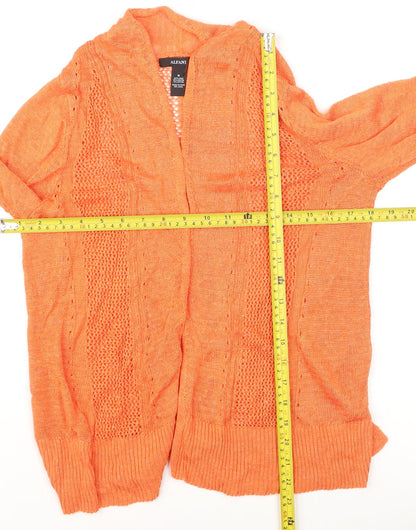 Alfani Women’s Orange Open-Knit Linen-Blend Cardigan M