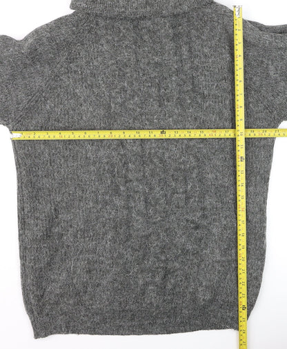 Yessica Women Grey Roll Neck Chunky Knit Wool Jumper Size 10-12