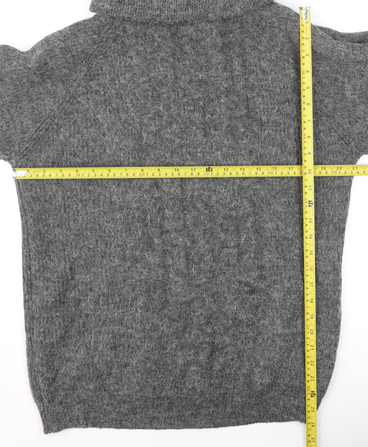 Yessica Women Grey Roll Neck Chunky Knit Wool Jumper Size 10-12