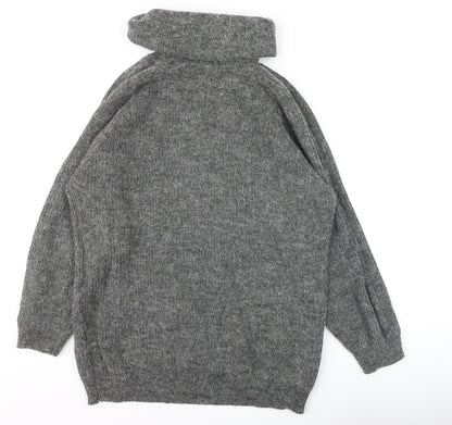 Yessica Women Grey Roll Neck Chunky Knit Wool Jumper Size 10-12