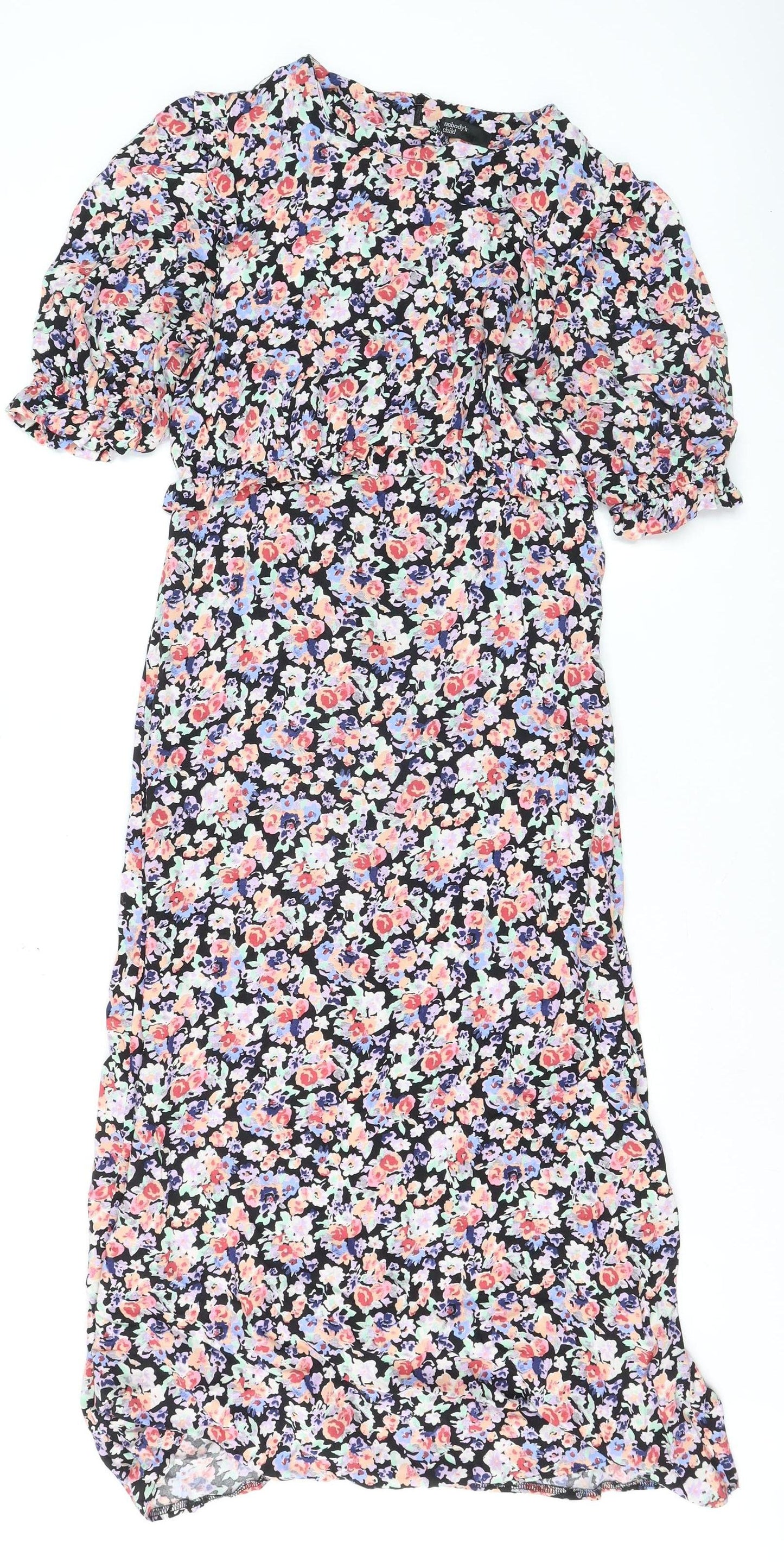 Nobody's Child Women's Multicoloured Floral Midi A-Line Dress Size 10