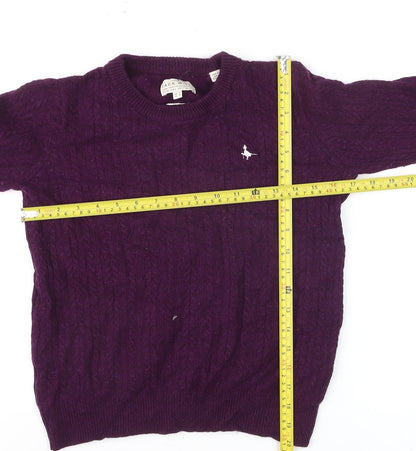 Jack Wills Women Purple Cable-Knit Merino Wool Jumper Size 12