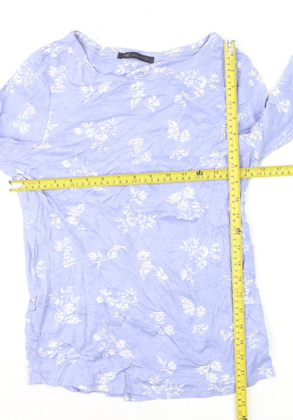 Marks and Spencer Women's Blue Floral Cotton Long Sleeve Blouse Size 14