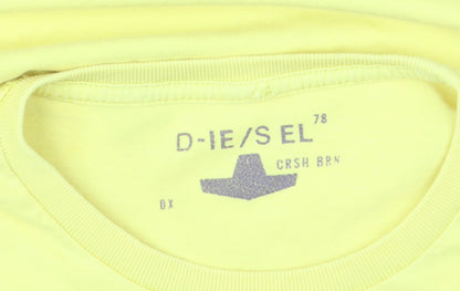 Diesel Men's Yellow Graphic Print Crew Neck Cotton T-Shirt M