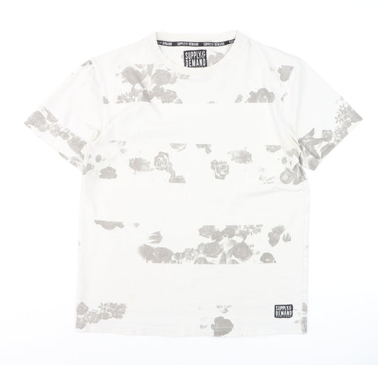 Supply & Demand Men's White Floral Graphic T-Shirt Medium