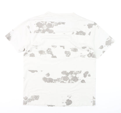 Supply & Demand Men's White Floral Graphic T-Shirt Medium