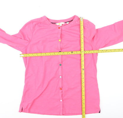 Boden Women Pink 3/4 Sleeve Button-Up Cotton Jersey Top UK 12