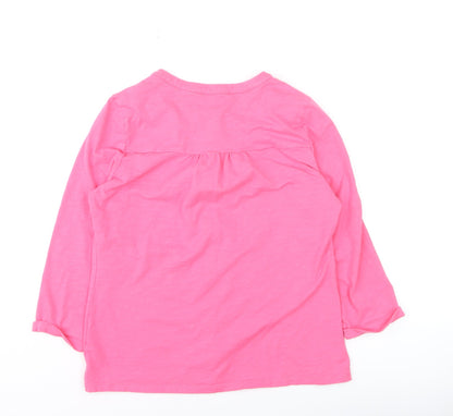 Boden Women Pink 3/4 Sleeve Button-Up Cotton Jersey Top UK 12