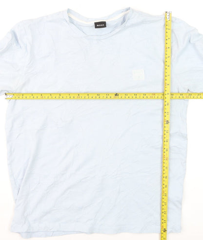 Hugo Boss Men's Light Blue Crew Neck Regular Fit Cotton T-Shirt M