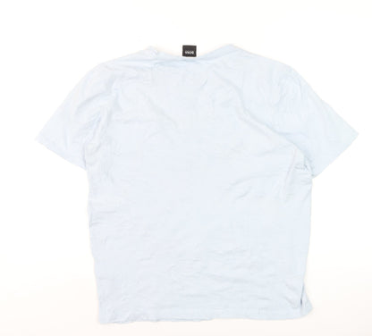 Hugo Boss Men's Light Blue Crew Neck Regular Fit Cotton T-Shirt M