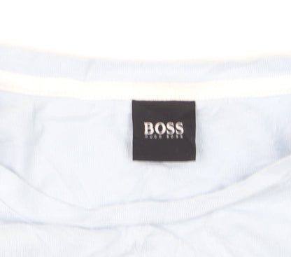 Hugo Boss Men's Light Blue Crew Neck Regular Fit Cotton T-Shirt M