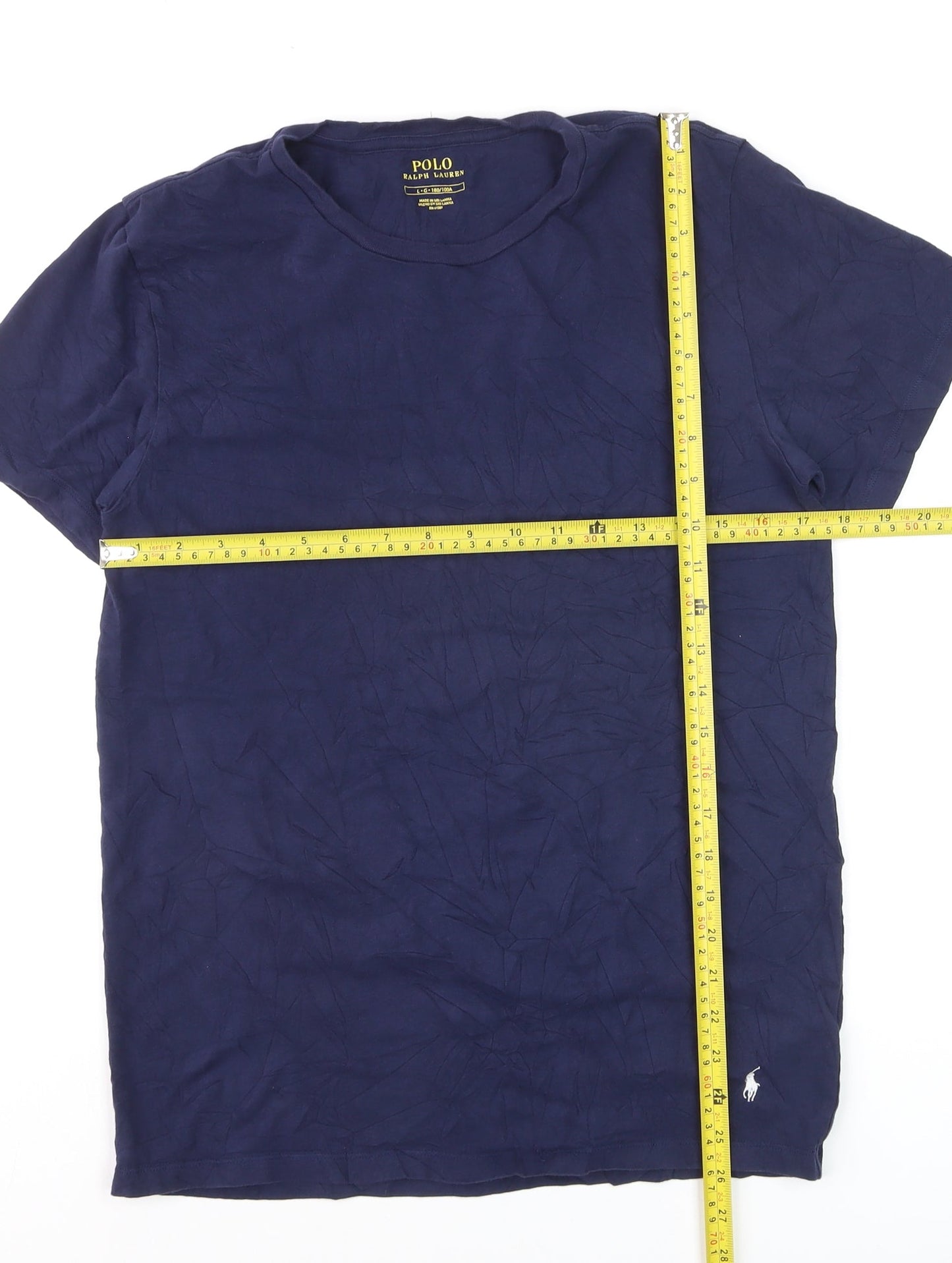 Ralph Lauren Men's Blue Crew Neck Cotton T-Shirt Size L