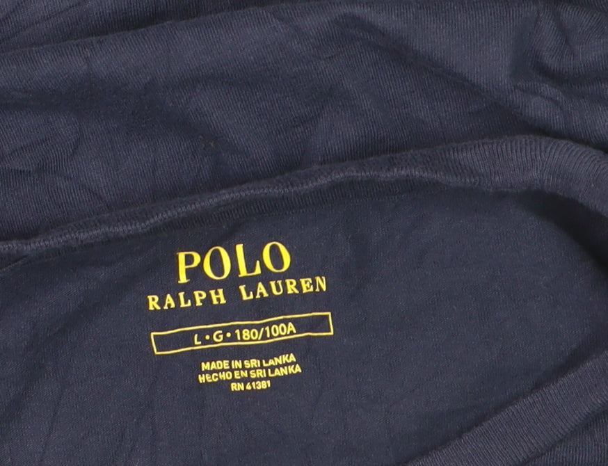 Ralph Lauren Men's Blue Crew Neck Cotton T-Shirt Size L