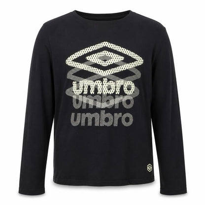 Umbro Mens Black Long Sleeve Cotton Graphic Sports Top Size M