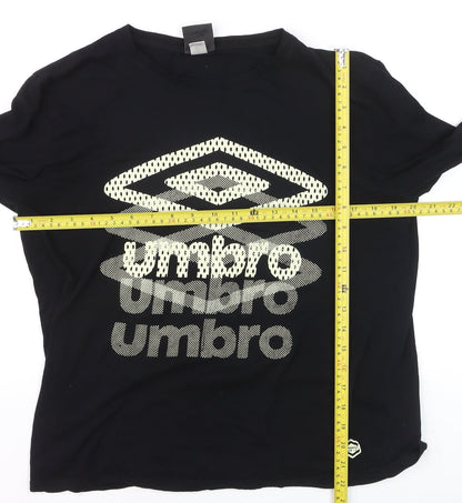 Umbro Mens Black Long Sleeve Cotton Graphic Sports Top Size M