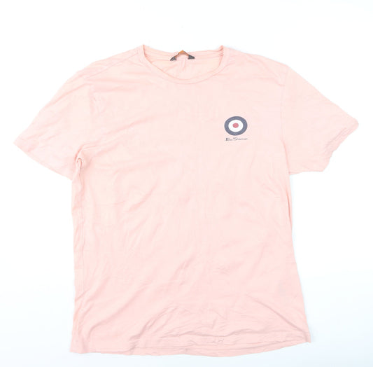 Ben Sherman Men’s Pink Crew Neck Cotton T-Shirt Size M Regular Fit