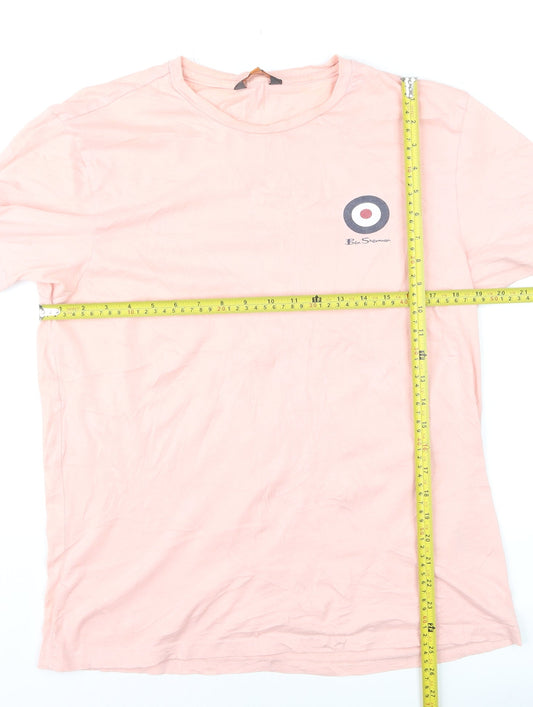 Ben Sherman Men’s Pink Crew Neck Cotton T-Shirt Size M Regular Fit