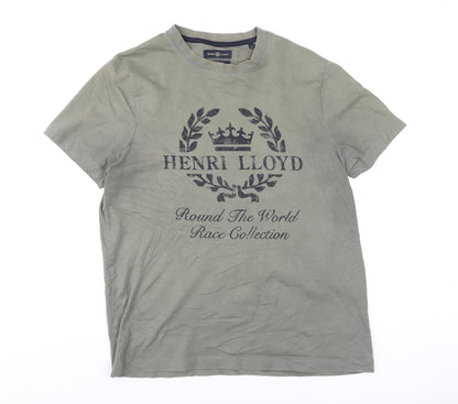 Henri Lloyd Men's Grey Graphic Crew Neck Regular Fit T-Shirt M