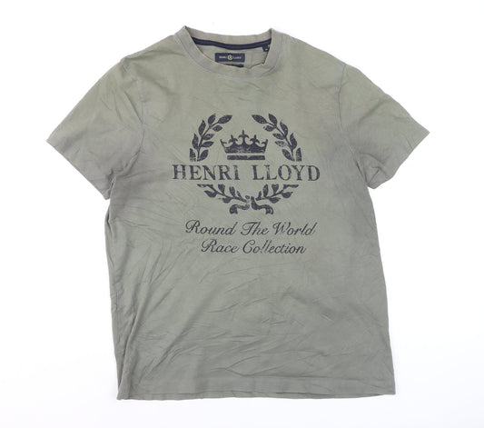 Henri Lloyd Men's Grey Graphic Crew Neck Regular Fit T-Shirt M