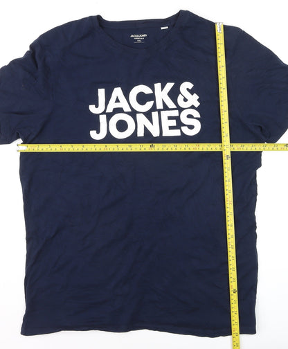 Jack & Jones Men's Blue 2XL Graphic Crew Neck T-Shirt