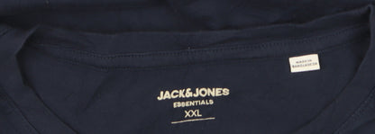 Jack & Jones Men's Blue 2XL Graphic Crew Neck T-Shirt