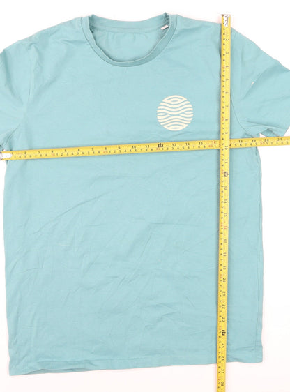 Talking Tides Brew Co. Mens Blue Cotton Graphic T-Shirt M Regular Fit