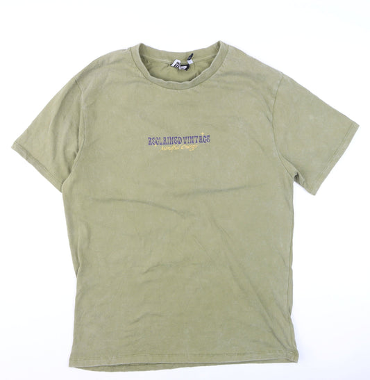 Reclaimed Vintage Men's Green Mindful Energy Graphic T-Shirt M