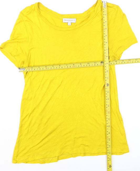 Warehouse Women's Yellow Short Sleeve Basic Viscose T-Shirt Size 10