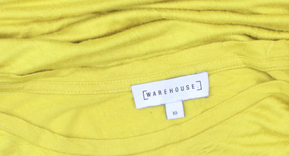 Warehouse Women's Yellow Short Sleeve Basic Viscose T-Shirt Size 10