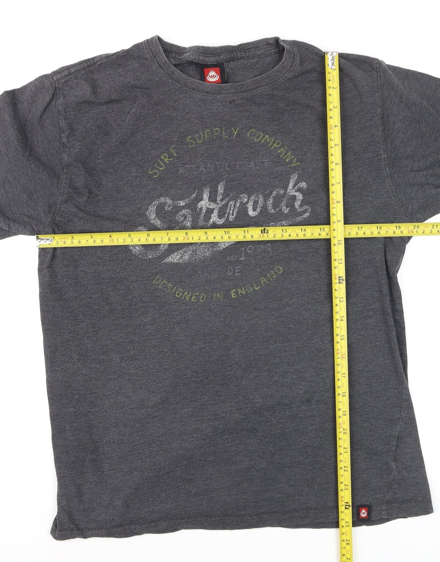 Saltrock Men's Grey Crew Neck Surf Graphic Cotton Blend T-Shirt L