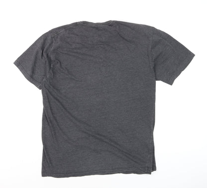 Saltrock Men's Grey Crew Neck Surf Graphic Cotton Blend T-Shirt L