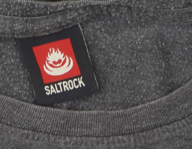 Saltrock Men's Grey Crew Neck Surf Graphic Cotton Blend T-Shirt L