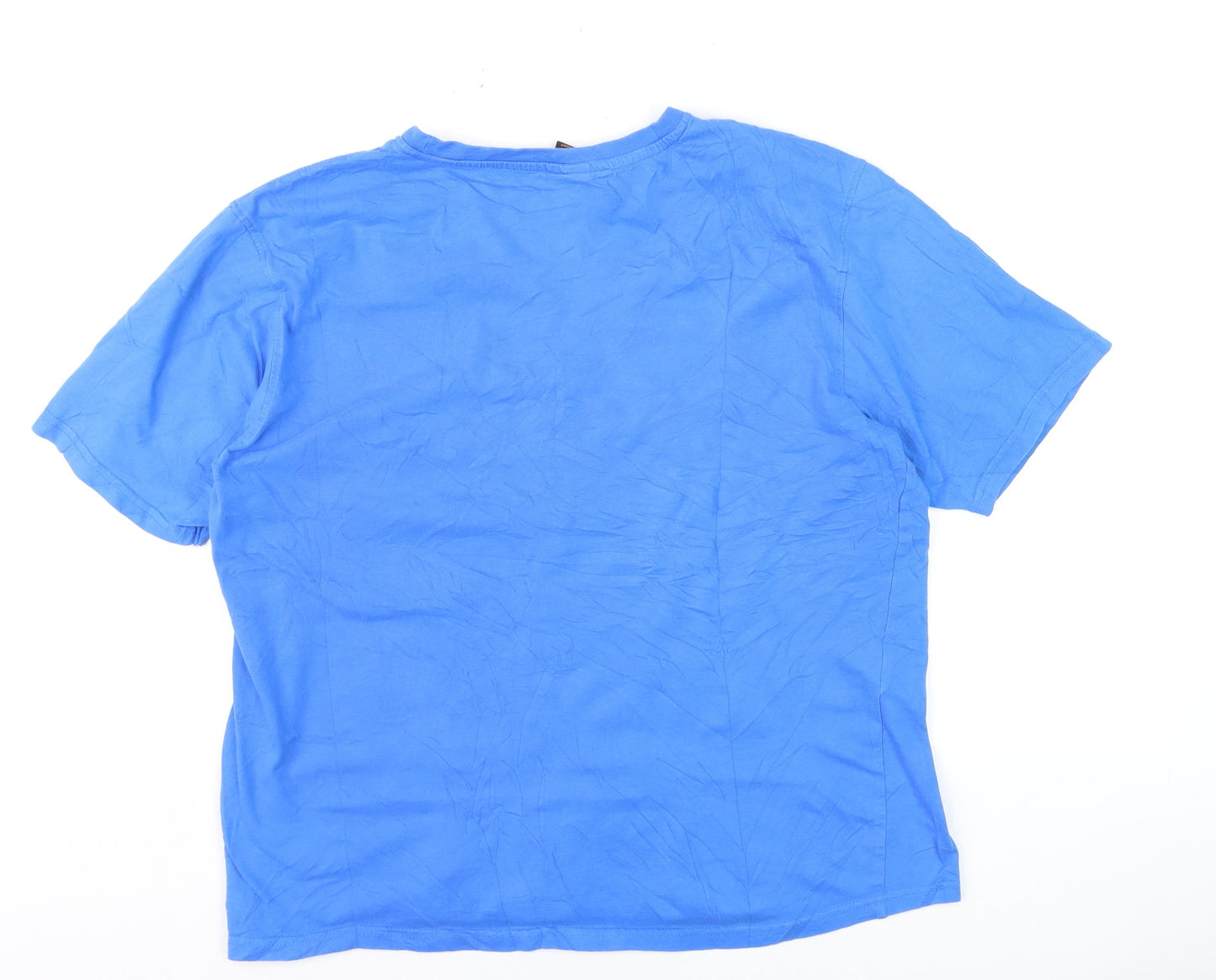 Kandor Men's Blue Cotton Crew Neck Short Sleeve T-Shirt Size S
